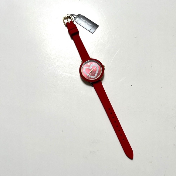 Kate Spade New York Park Row Heart Love Watch KSW1819 Red Silicone Gold 34mm NIB - Picture 7 of 9
